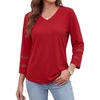 image:image34 Length Lace Sleeve Tops for Women  Casual Womens Crew Neck T ShirtsRed