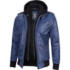 image:imageDecrum Detachable Hood Real Lambskin Leather Bomber Jacket MenBlue