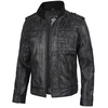 image:imageDecrum Mens Cafe Racer Style Real Lambskin Leather Jacket with Zip ClosureDistressed Black
