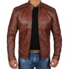 image:imageDecrum Mens Leather Jacket  Real Lambskin Cafe Racer Motorcycle Style Leather Jackets for MenAustin Brown