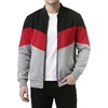 image:imageDecrum Mens Multicolor Zipper Bomber Varsity JacketBlack Red Heather Grey