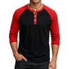 Black and Red Raglan Henley Lgs