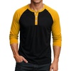 Black and Yellow Raglan Henley Lgs
