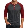 Charcoal Grey and Maroon Raglan Henley Lgs