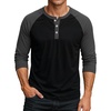 Charcoal and Black Raglan Henley Lgs