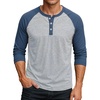 Heather Gray and Blue Raglan Henley Lgs