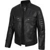 image:imageDecrum Motorcycle Style Cafe Racer Mens Leather Jacket with Zip ClosureBlack