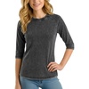 Black - Acid Wash Raglan 3/4 Sleeve Shirt