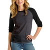 Charcoal Grey & Black Womens Raglan