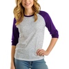 Heather Grey & Purple Womens Raglan