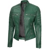 image:imageDecrum Real Lambskin Cafe Racer Leather Jackets For Women Biker StyleGreen