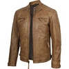 image:imageDecrum Real Lambskin Cafe Racer Leather Jackets for Men Motorcycle StyleCamel