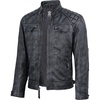 image:imageDecrum Real Lambskin Cafe Racer Leather Jackets for Men Motorcycle StyleWashed Distressed Black