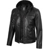 image:imageDecrum Real Lambskin Casual Leather Jacket Men with Removeable HoodDdge  Black Men Hooded Jacket