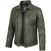 image:imageDecrum Trucker Leather Jacket Men  Vintage Style Real Lambskin Leather Jackets for Men with Button ClosureMilitary Green
