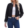 image:imageDecrum Womens Cropped Drop Shoulder Zipper Bomber JacketBlack