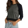 image:imageDecrum Womens Cropped Raglan Sleeve Crew Neck T ShirtsCharcoal Grey and Black  Womens Cropped Raglan 34 Sleeve