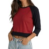 Red and Black - Womens Cropped Raglan 3/4 Sleeve