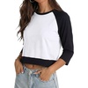White and Black - Womens Cropped Raglan 3/4 Sleeve