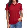 Red - Womens Single Color Tipping Polo Short Sleeve