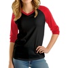 image:imageDecrum Womens Raglan Shirt  34 Length Sleeve V Neck Baseball Tops amp TeesBlack Red