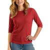 image:imageDecrum Womens Waffle Raglan 34 Sleeve Crew Neck TopsRed