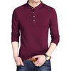 image:imageLong Sleeve Henley Shirts for Men  Full Sleeves Mandarin Collar ShirtMaroon
