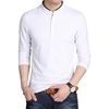 image:imageLong Sleeve Henley Shirts for Men  Full Sleeves Mandarin Collar ShirtWhite
