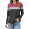 image:imageLong Sleeve Shirts for Women  Multicolor Crew Neck Womens Tops and TeesPink Gray Charcoal