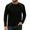 image:imageMens Long Sleeve Tee Shirts  Casual Tipping Crew Neck Raglan TShirtsBlack  Mens White Piping Raglan Shirt