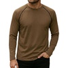 image:imageMens Long Sleeve Tee Shirts  Casual Tipping Crew Neck Raglan TShirtsBrown  Mens Black Piping Raglan Shirt