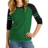 image:imageRaglan Shirt Women Three Quarter Sleeves Baseball TopsGreen Black