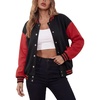 image:imageVarsity Jacket Women Boyfriend Style Dropshoulder Baseball Bomber JacketsBlack Red
