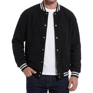 image:imageBomber Jacket Men  Casual Fleece Drop Shoulder Mens Varsity JacketsBlack
