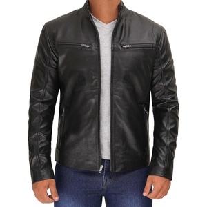 image:imageDecrum 100 Real Leather Jackets for Men Cafe Racer Moto Biker StyleClinton Black