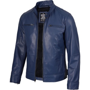 image:imageDecrum Cafe Racer Real Lambskin Leather Jackets For Men Motorcyle StyleBlue