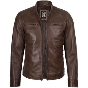 image:imageDecrum Cafe Racer Real Lambskin Leather Jackets For Men Motorcyle StyleCoffee Wax