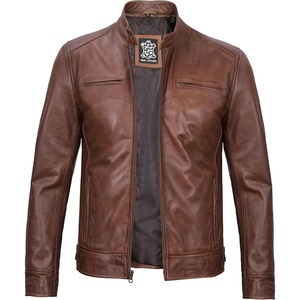 image:imageDecrum Cafe Racer Real Lambskin Leather Jackets For Men Motorcyle StyleCognac Wax