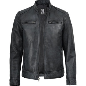 image:imageDecrum Cafe Racer Real Lambskin Leather Jackets For Men Motorcyle StyleWashed Black