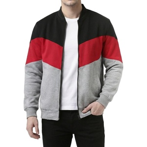image:imageDecrum Mens Multicolor Zipper Bomber Varsity JacketBlack Red Heather Grey