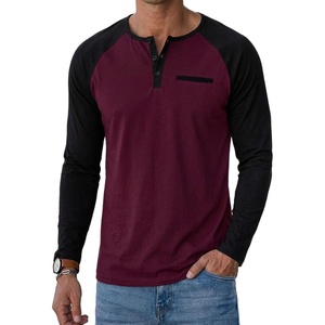 image:imageDecrum Mens Raglan Long Sleeve Button Henley ShirtsMaroon Black  Mens Pocket Henley Raglan Long Sleeve