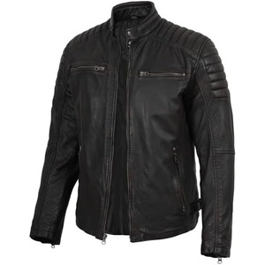 image:imageDecrum Mens Real Lambskin Leather Jacket Cafe Racer Casual FashionBlack  Maroon Wash