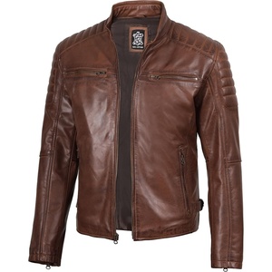 image:imageDecrum Mens Real Lambskin Leather Jacket Cafe Racer Casual FashionCognac