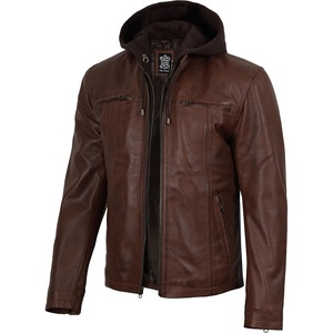 image:imageDecrum Mens Real Lambskin Leather Jacket with Detachable HoodCognac Wax