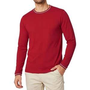 image:imageDecrum Mens Rib Tipping Long Sleeve Crew Neck T ShirtsRed