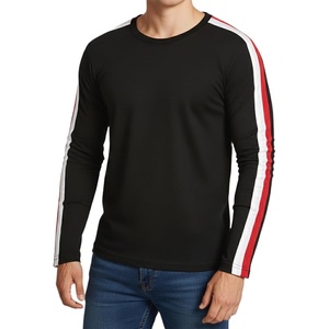 image:imageDecrum Mens Striped Long Sleeve Crew Neck Tee ShirtsBlack