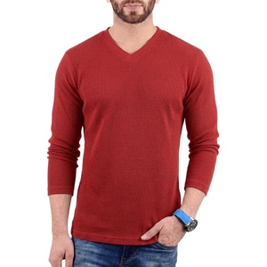 image:imageDecrum Mens Waffle Texture Long Sleeve V Neck T ShirtsRed
