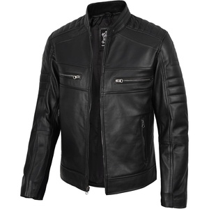 image:imageDecrum Motorcycle Style Cafe Racer Mens Leather Jacket with Zip ClosureBlack