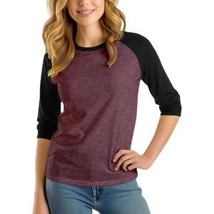 image:imageDecrum Raglan Baseball Shirt Women  Casual Trendy 34 Length Raglan Sleeve Tops for WomenHeather Burgundy  Black Womens Raglan