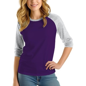 image:imageDecrum Raglan Baseball Shirt Women  Casual Trendy 34 Length Raglan Sleeve Tops for WomenPurple  Heather Grey Womens Raglan
